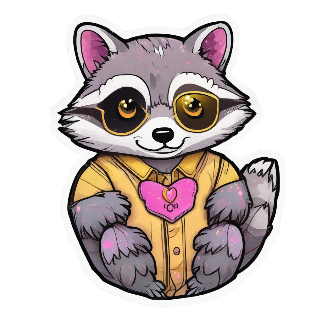 Badge Heart Raccoon — warning signage stickers