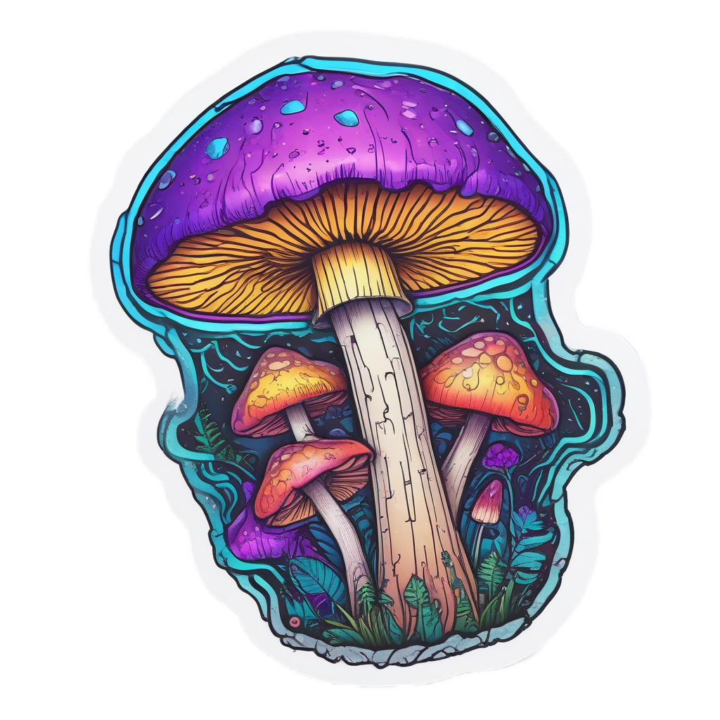 Badge Swirl Mushroom — warning signage stickers