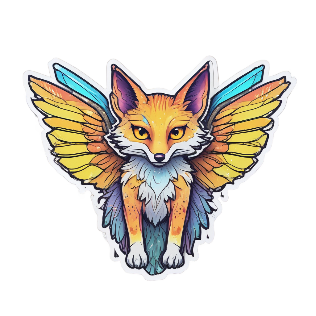Badge Winged Fox — warning signage stickers