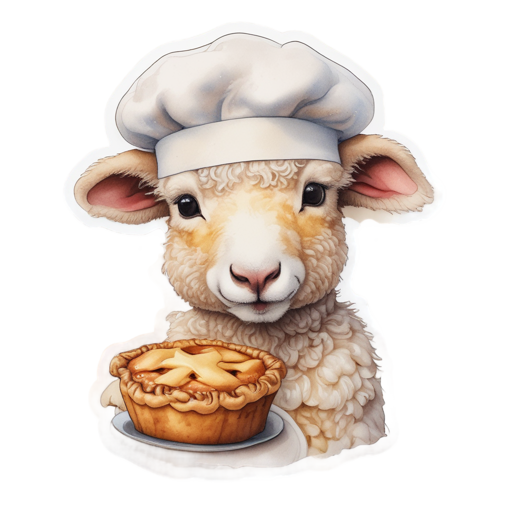Baker Lamb with Pie — farm nursery stickers