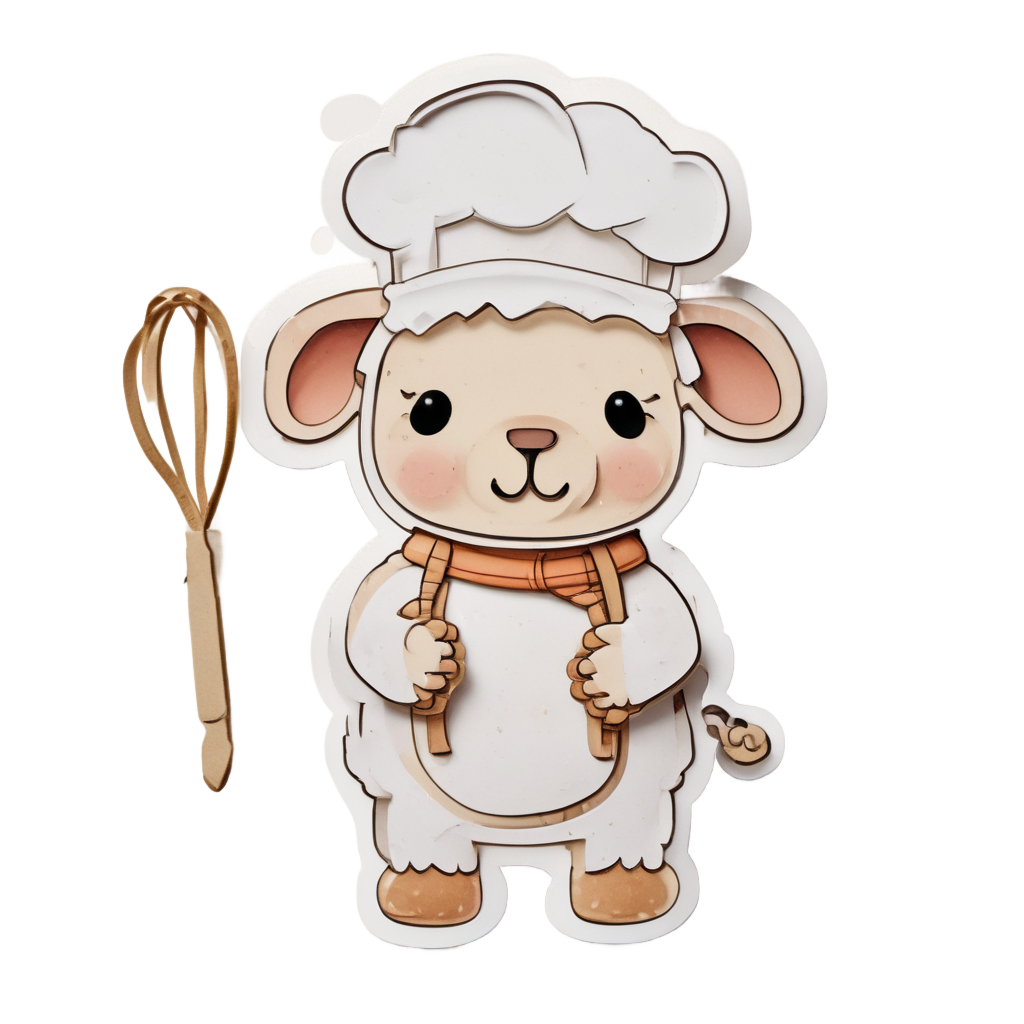 Baker Lamb with Whisk — farm nursery stickers