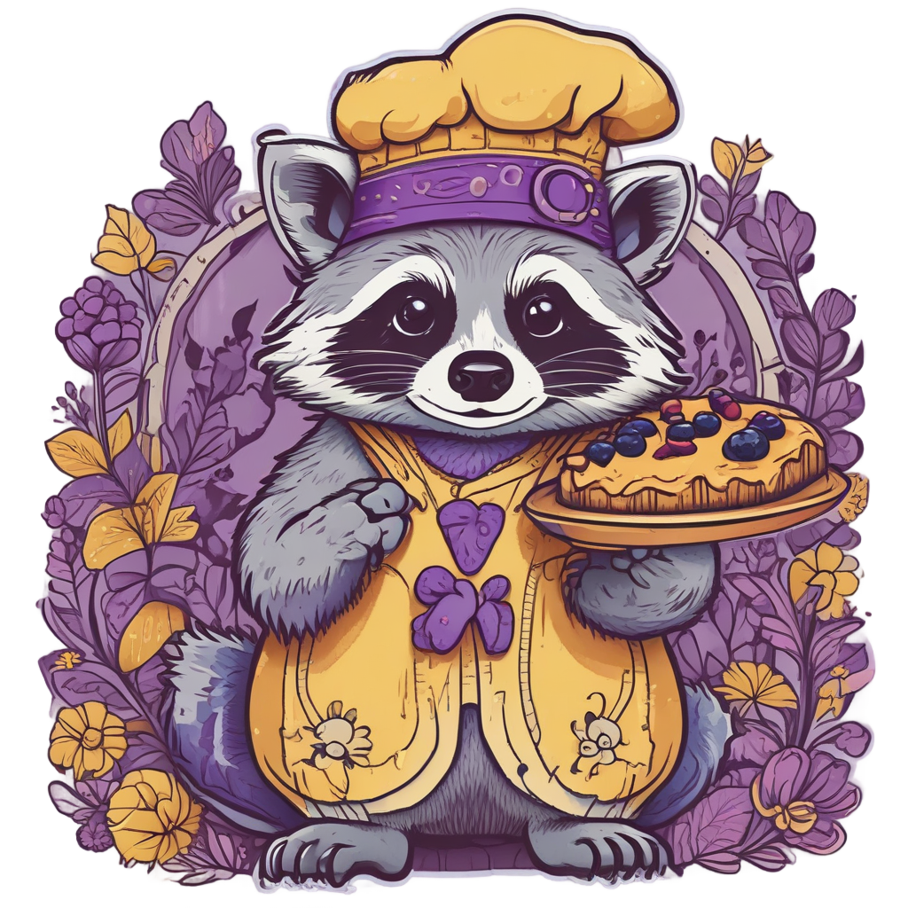 Bakesale Raccoon with Pie — woodland nursery stickers