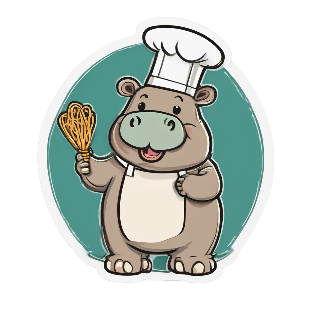 Baking Chef Hippo — safari nursery stickers