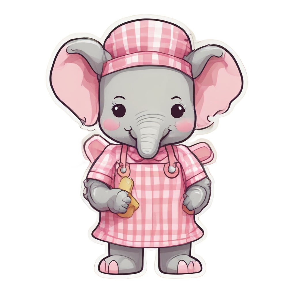 Baking Elephant with Apron — safari nursery stickers