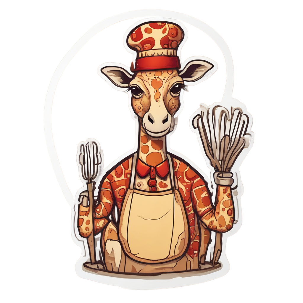 Baking Giraffe Chef — safari nursery stickers