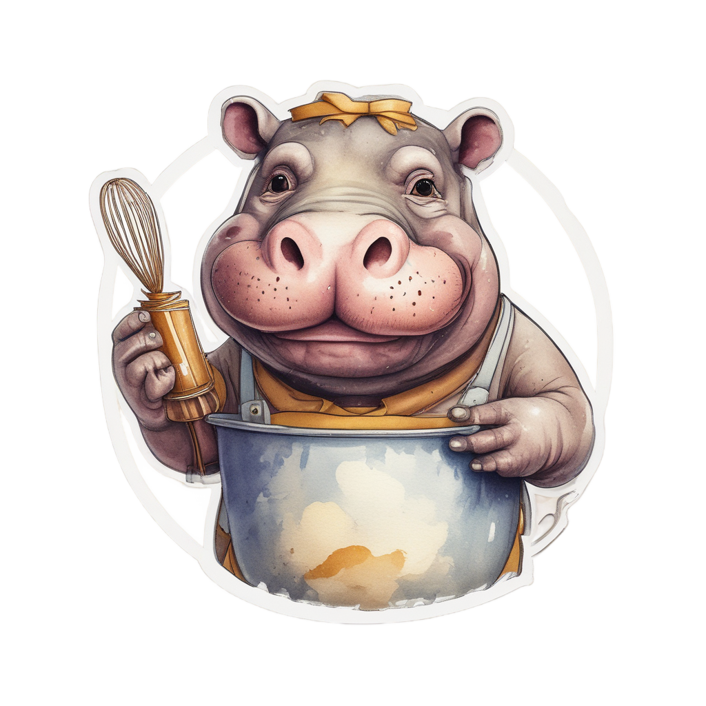 Baking Hippo — safari nursery stickers