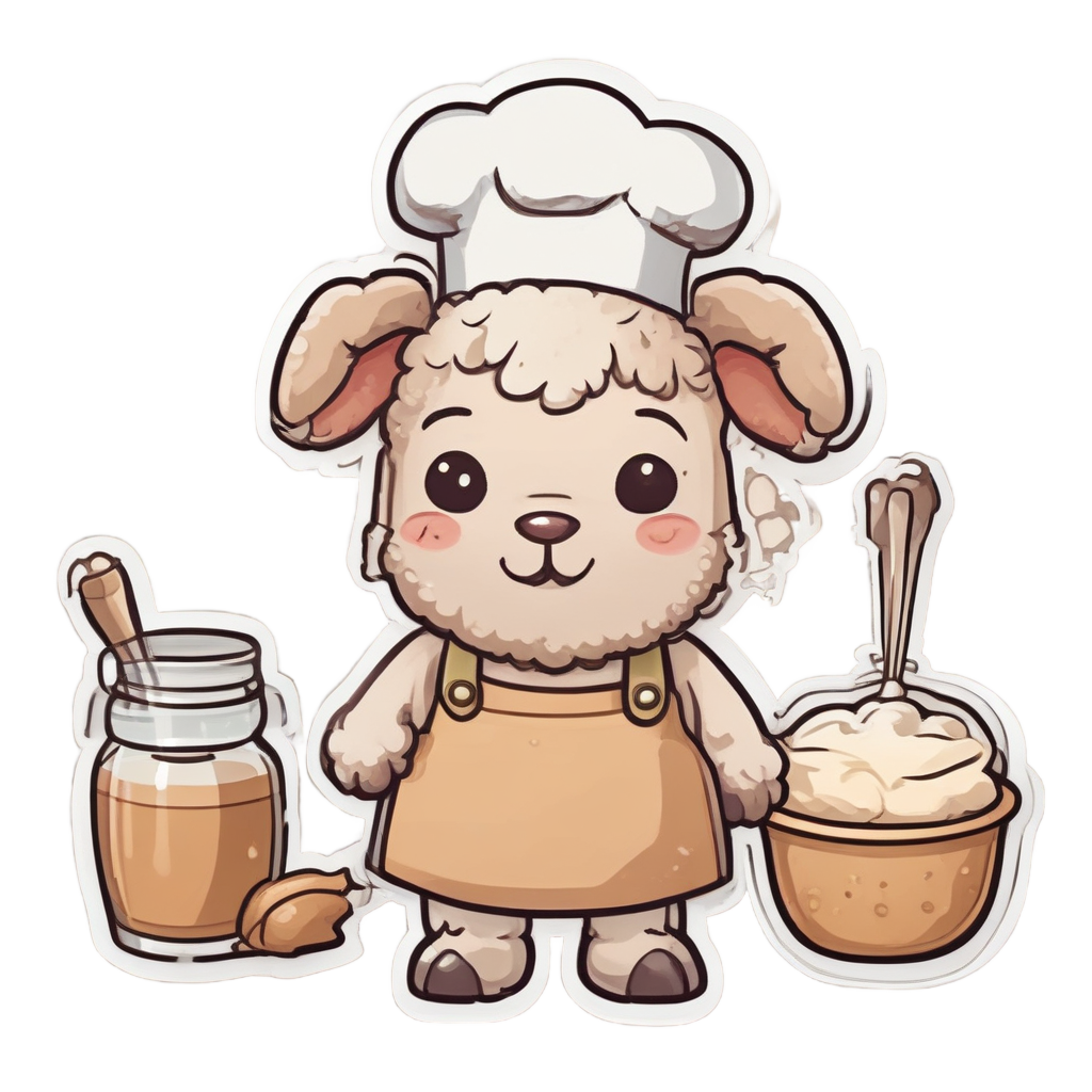 Baking Lamb with Apron — farm nursery stickers