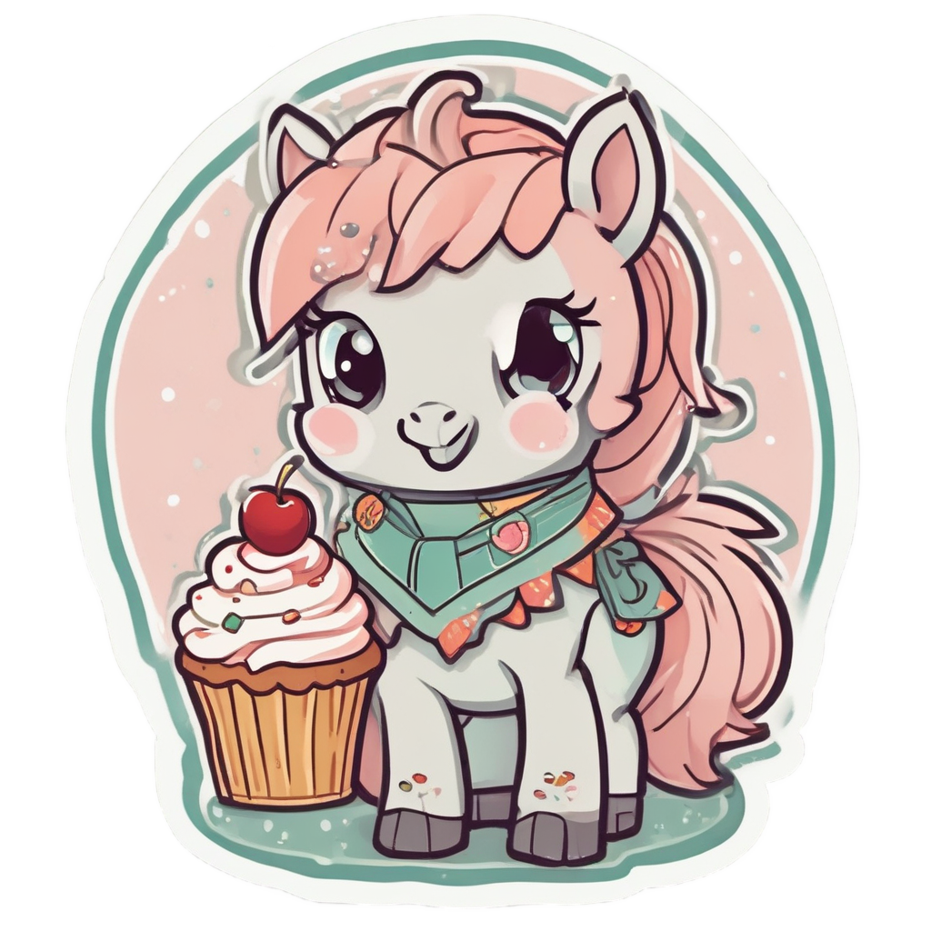 Baking Pony with Cupcake — farm nursery stickers
