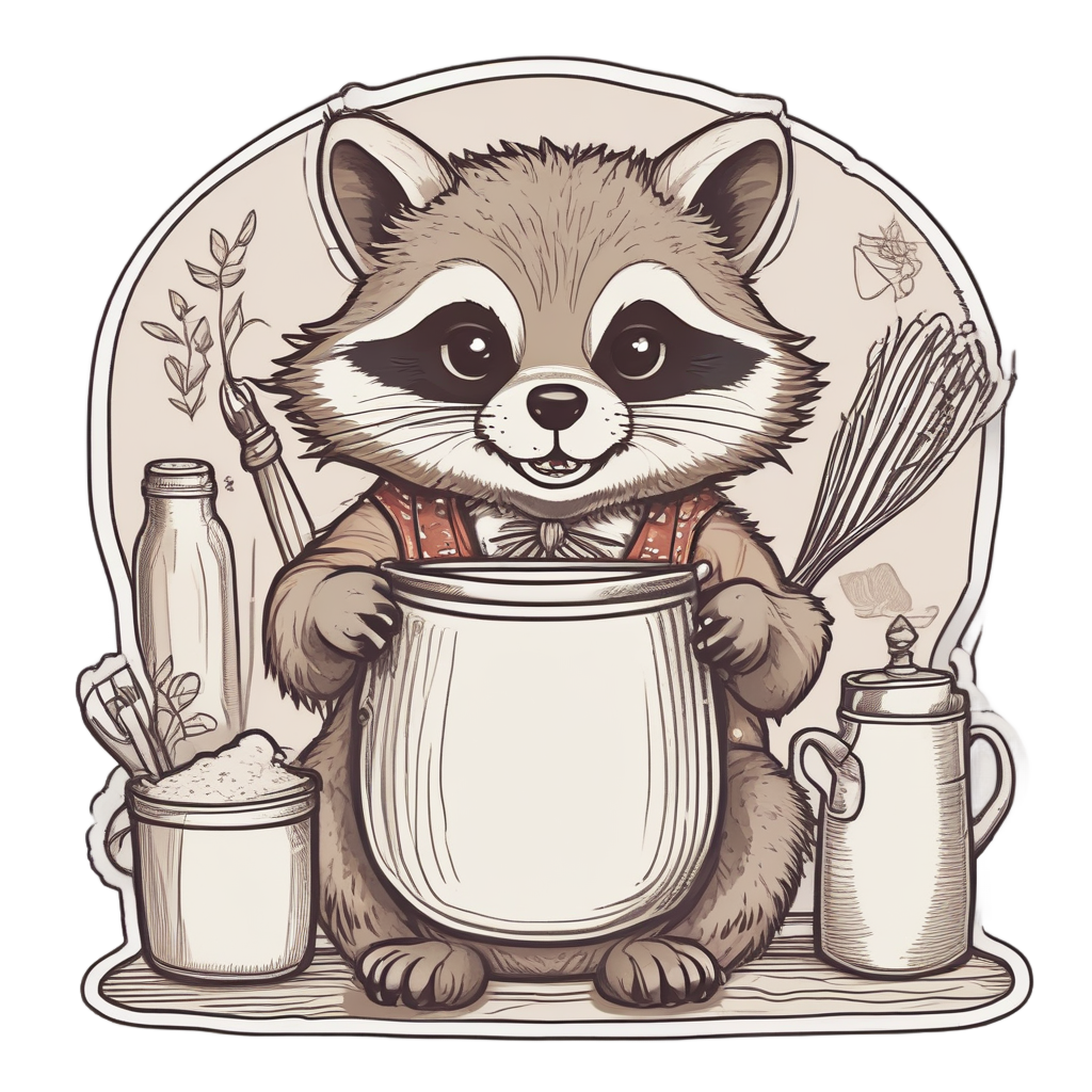 Baking Raccoon Chef — woodland nursery stickers
