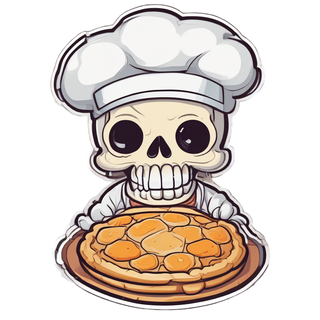 Baking Skull with Pie — skull & crossbones stickers