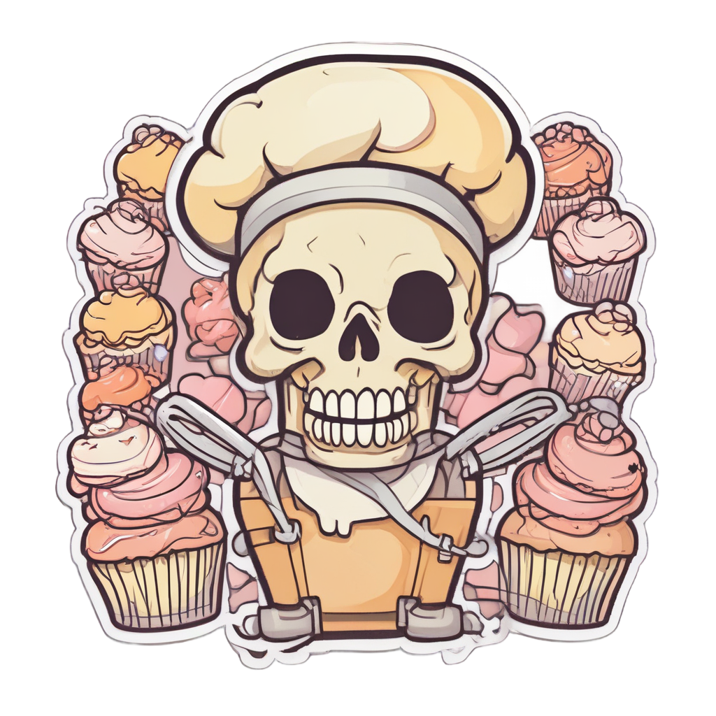 Baking Skull with Whisk — barbed wire stickers