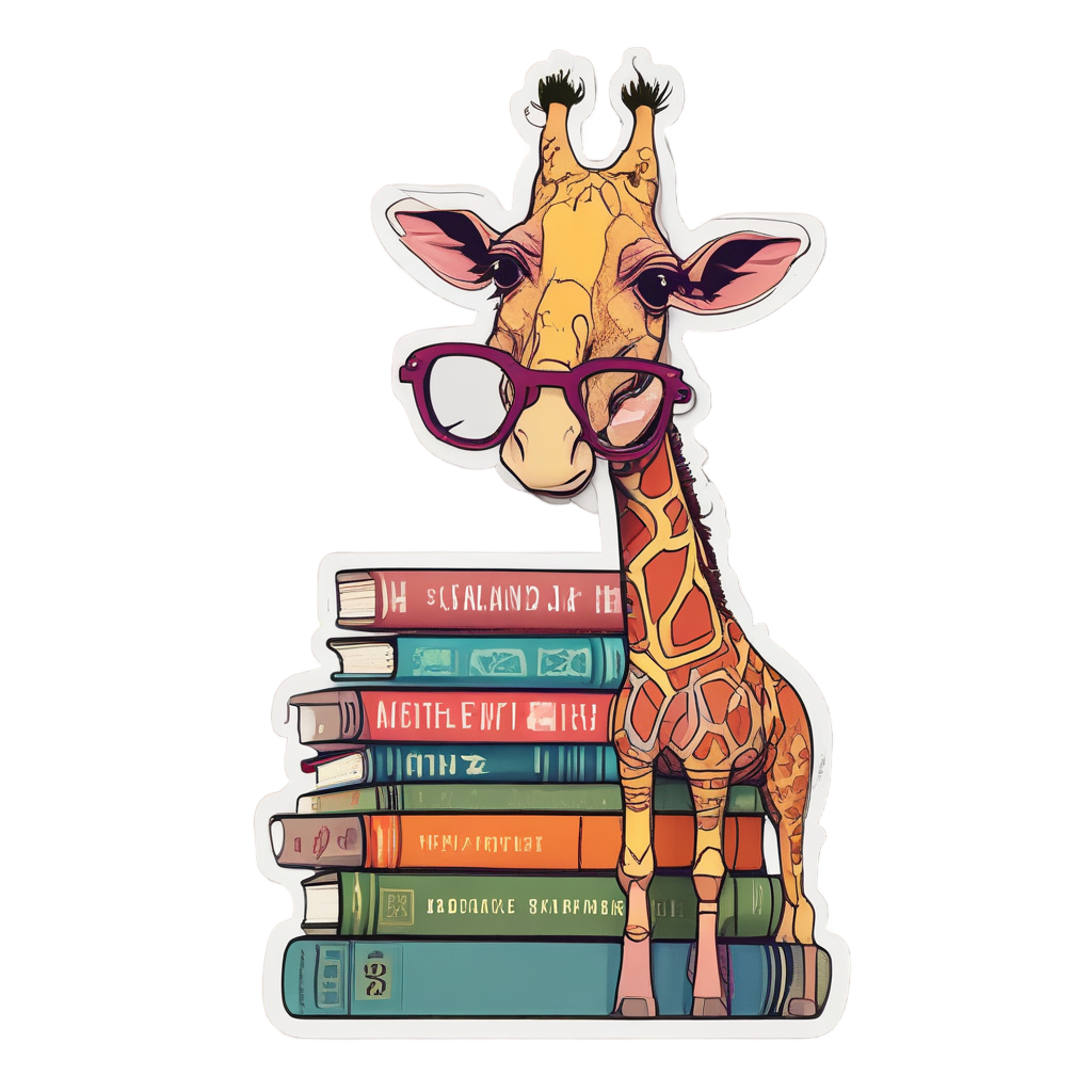 Balancing Books Giraffe — safari nursery stickers