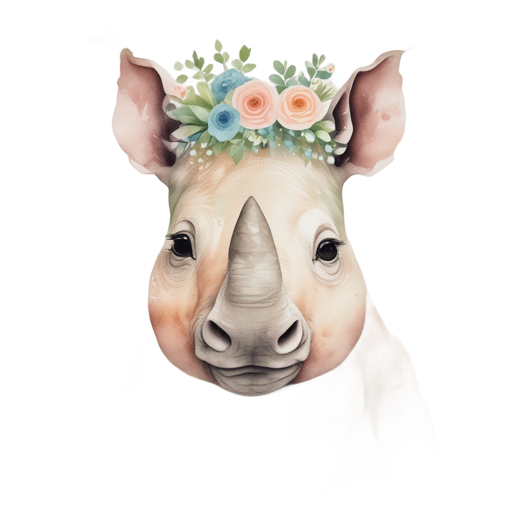 Ballerina Rhino with Props — safari nursery stickers