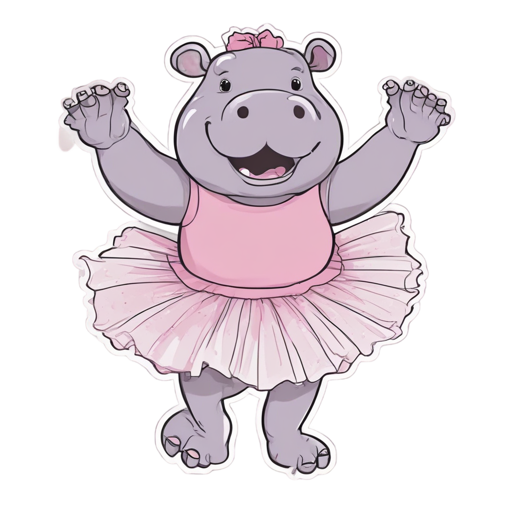 Ballet Hippo Pirouette — safari nursery stickers