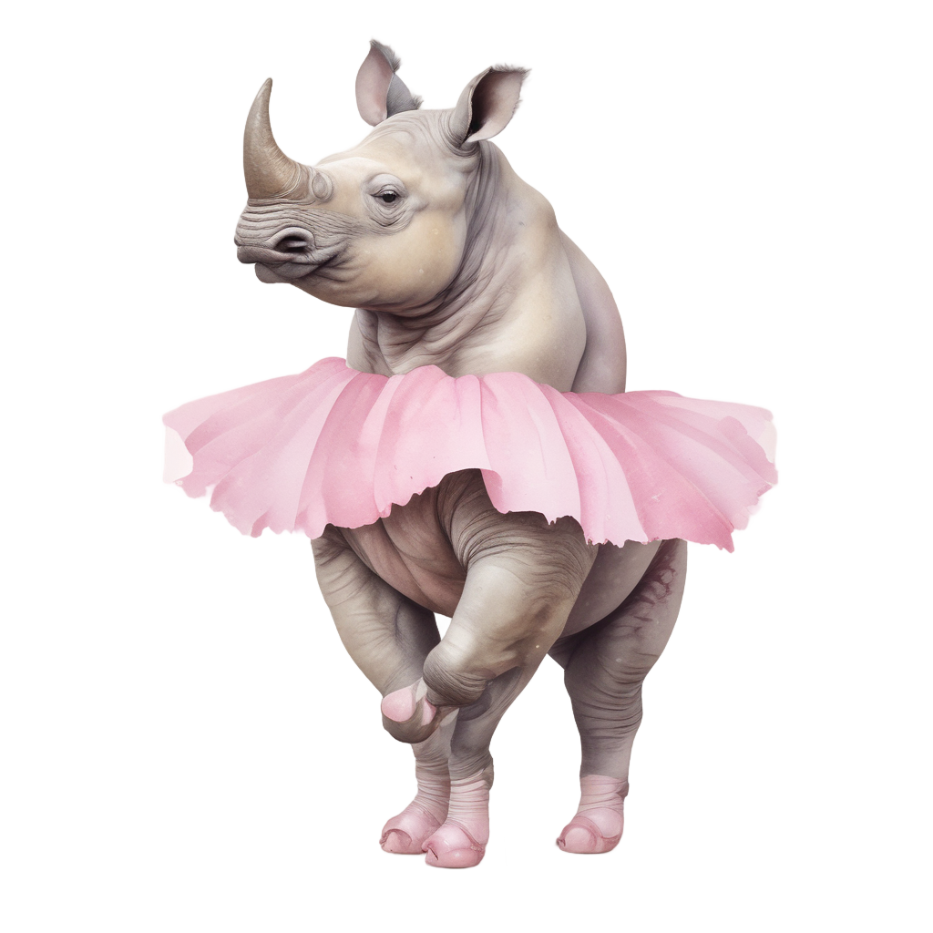 Ballet Rhino in Tutu — safari nursery stickers