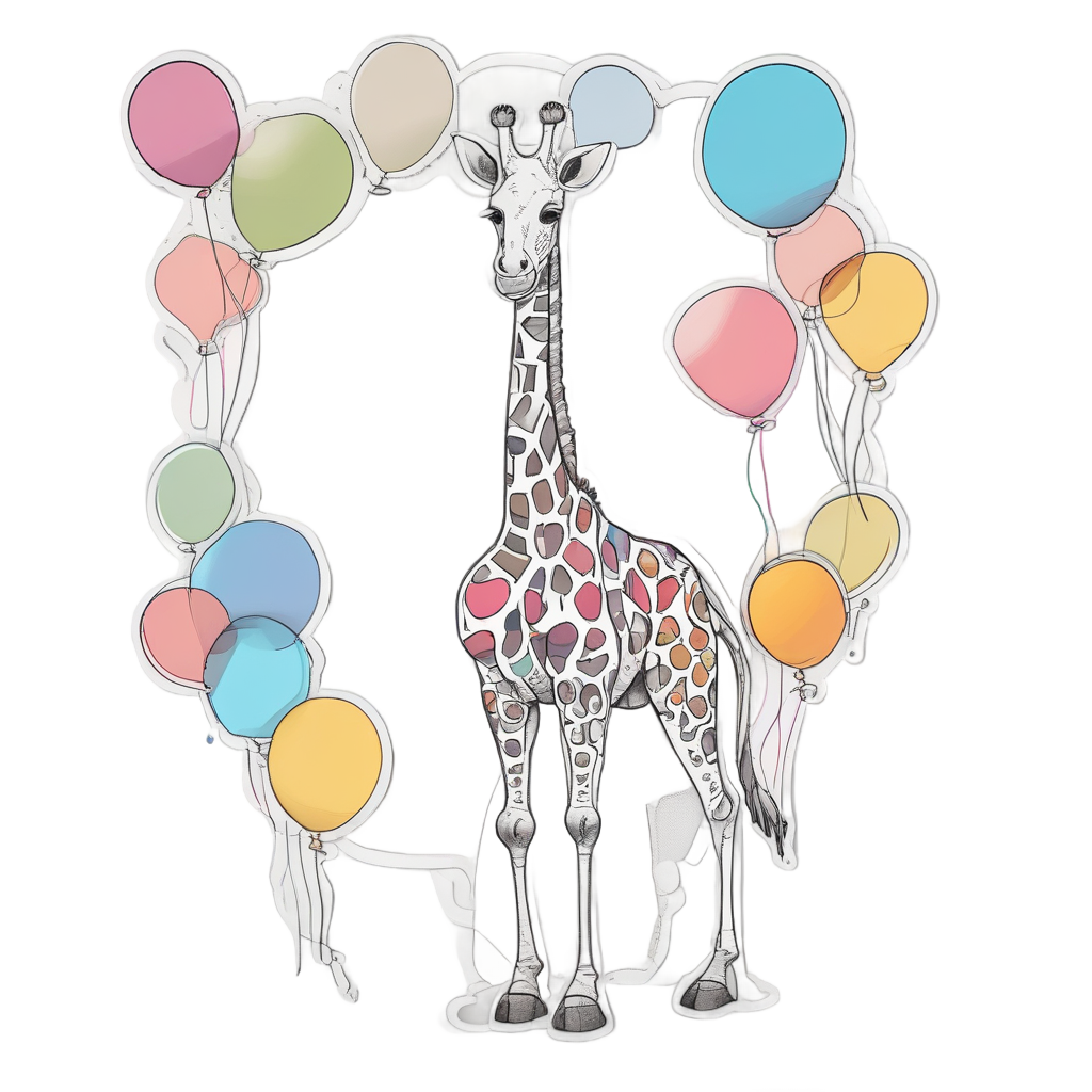 Balloon-Balancing Giraffe — safari nursery stickers