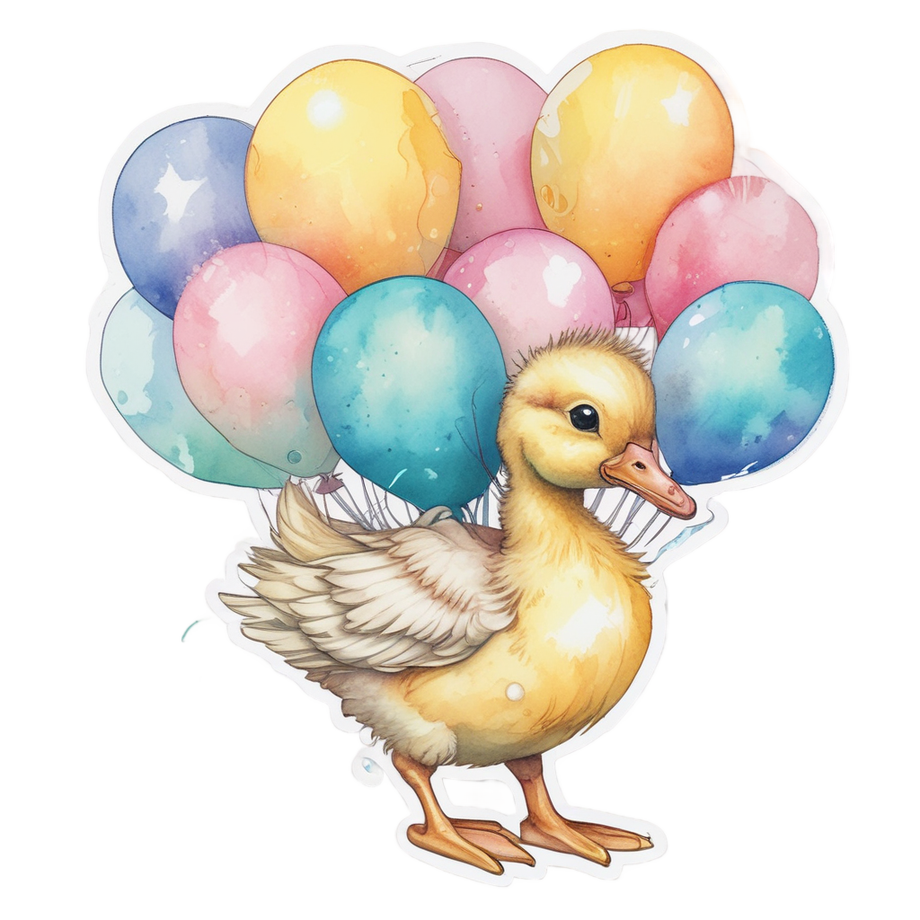 Balloon Dancer Duckling — farm nursery stickers