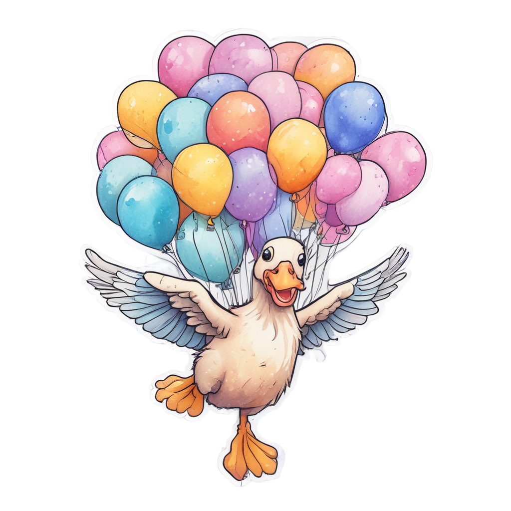 Balloon Duck Floating Up — animals & pets stickers