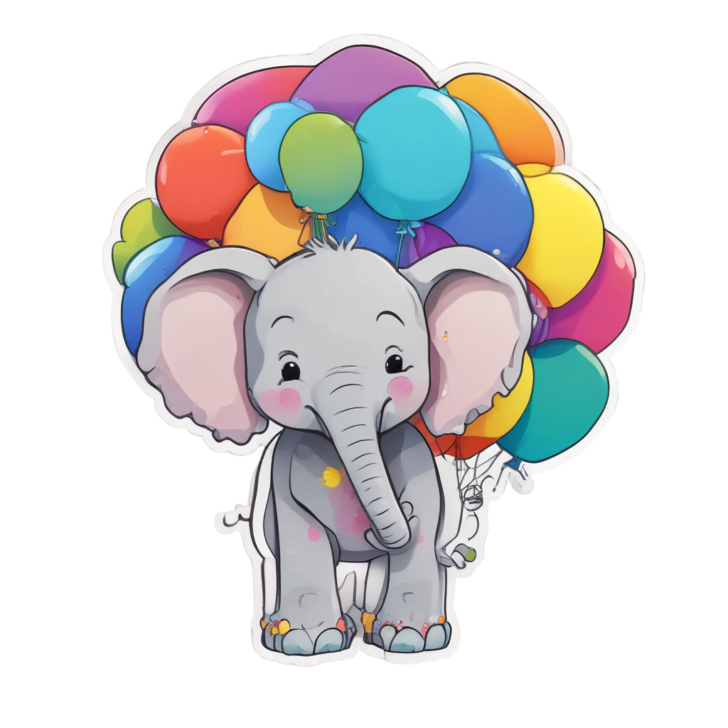 Balloon Flying Elephant — safari nursery stickers
