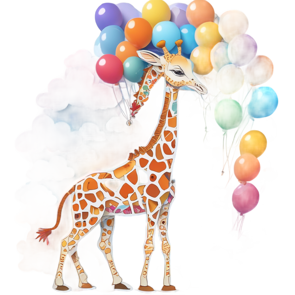 Balloon-Flying Giraffe Sky — safari nursery stickers