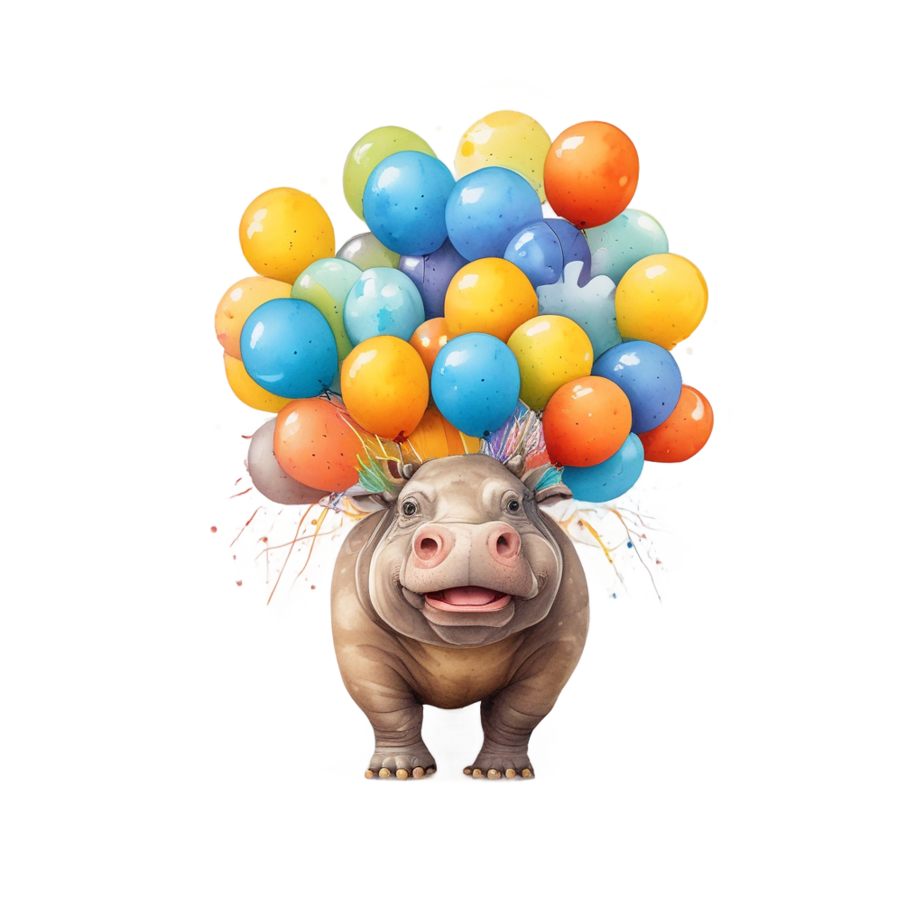 Balloon-Flying Hippo Adventure — safari nursery stickers