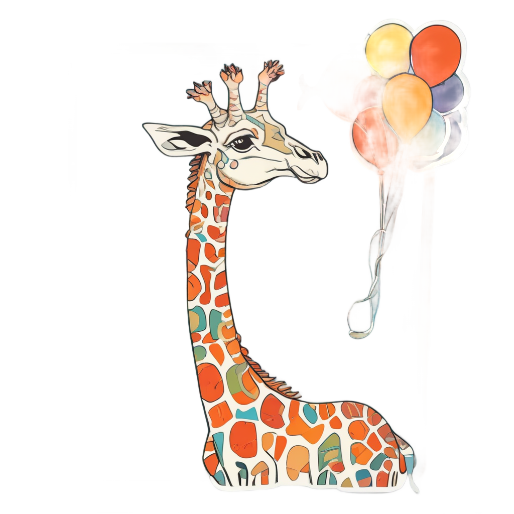 Balloon Giraffe Reaching Up — safari nursery stickers