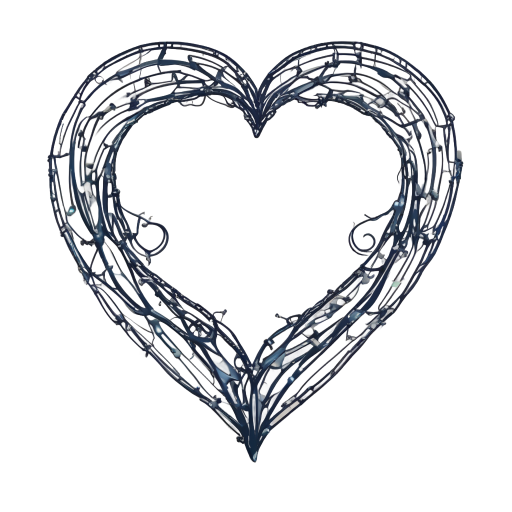 Barbed Crescent Heart — barbed wire stickers