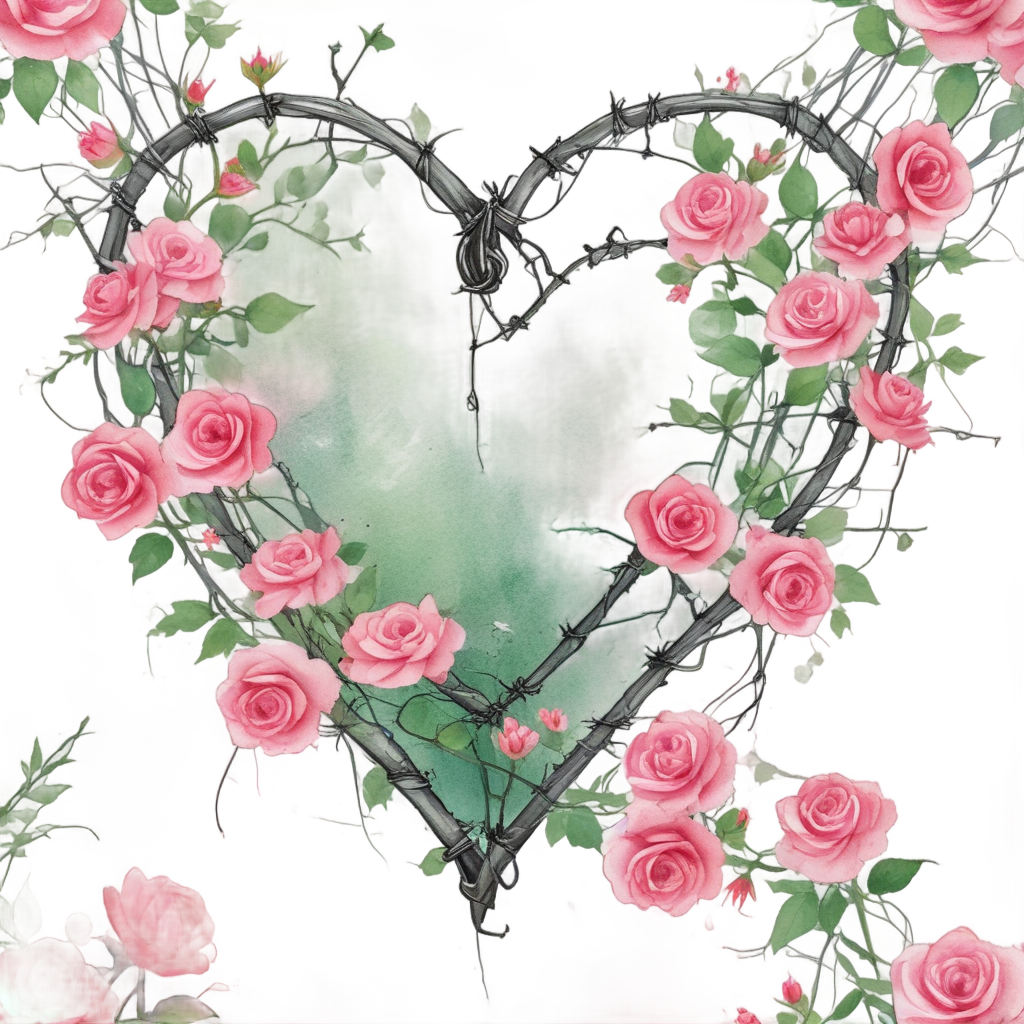Barbed Heart Blooming — barbed wire stickers