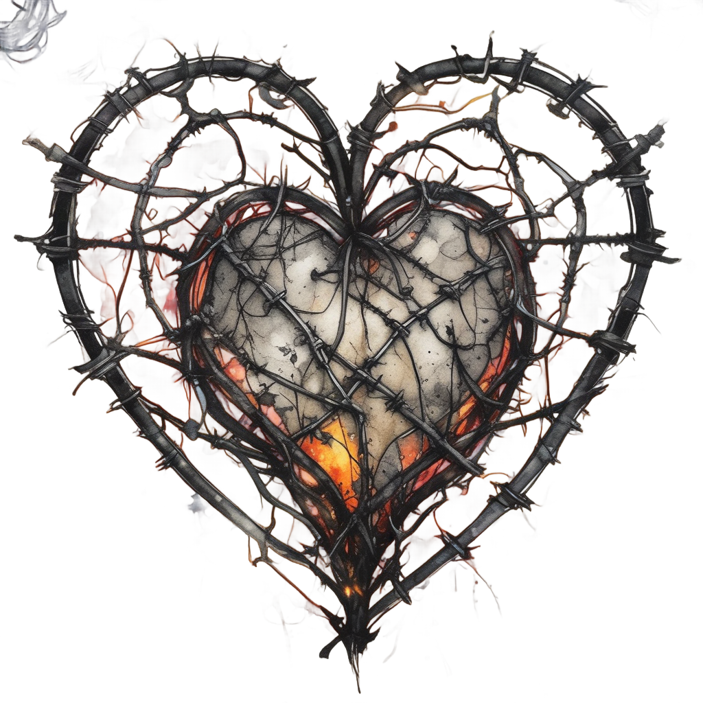Barbed Heart Flame — barbed wire stickers
