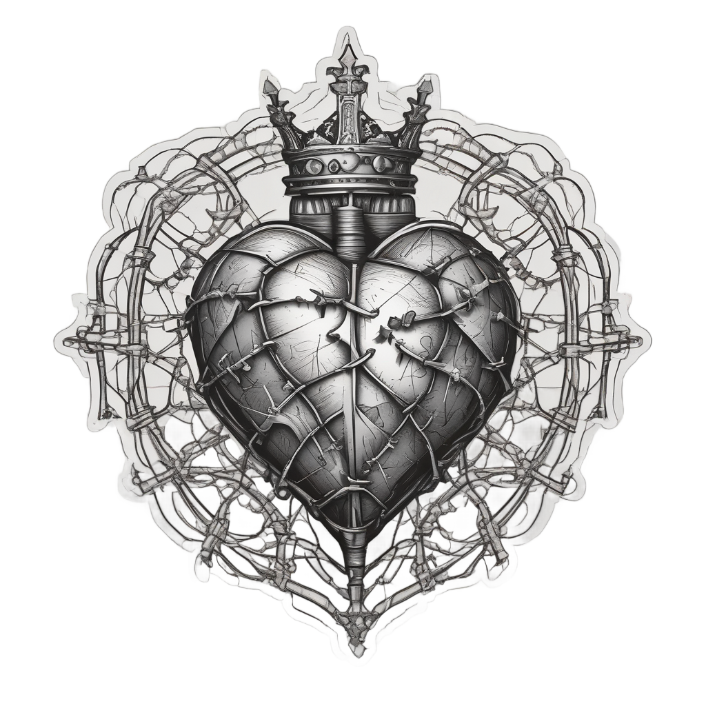 Barbed Heart in Crown — barbed wire stickers