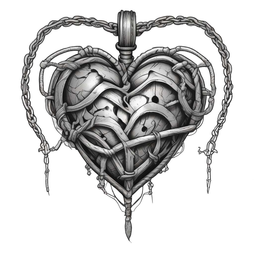 Barbed Heart on Chain — barbed wire stickers