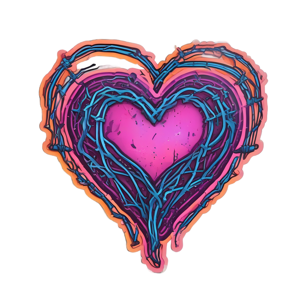 Barbed Heart Punk Luv — barbed wire stickers