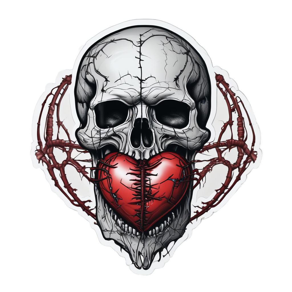 Barbed Heart Skull — barbed wire stickers