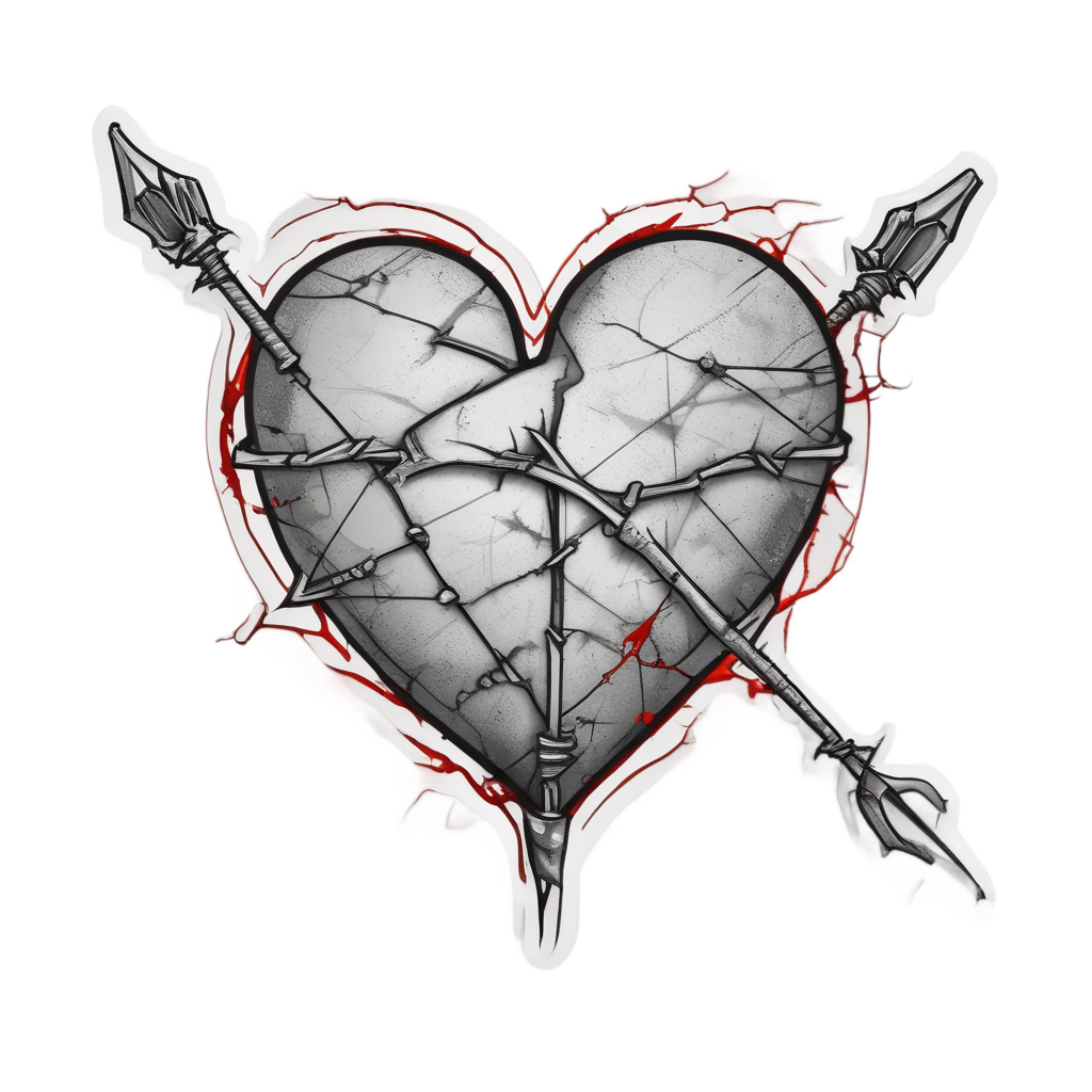 Barbed Heart with Arrow — barbed wire stickers