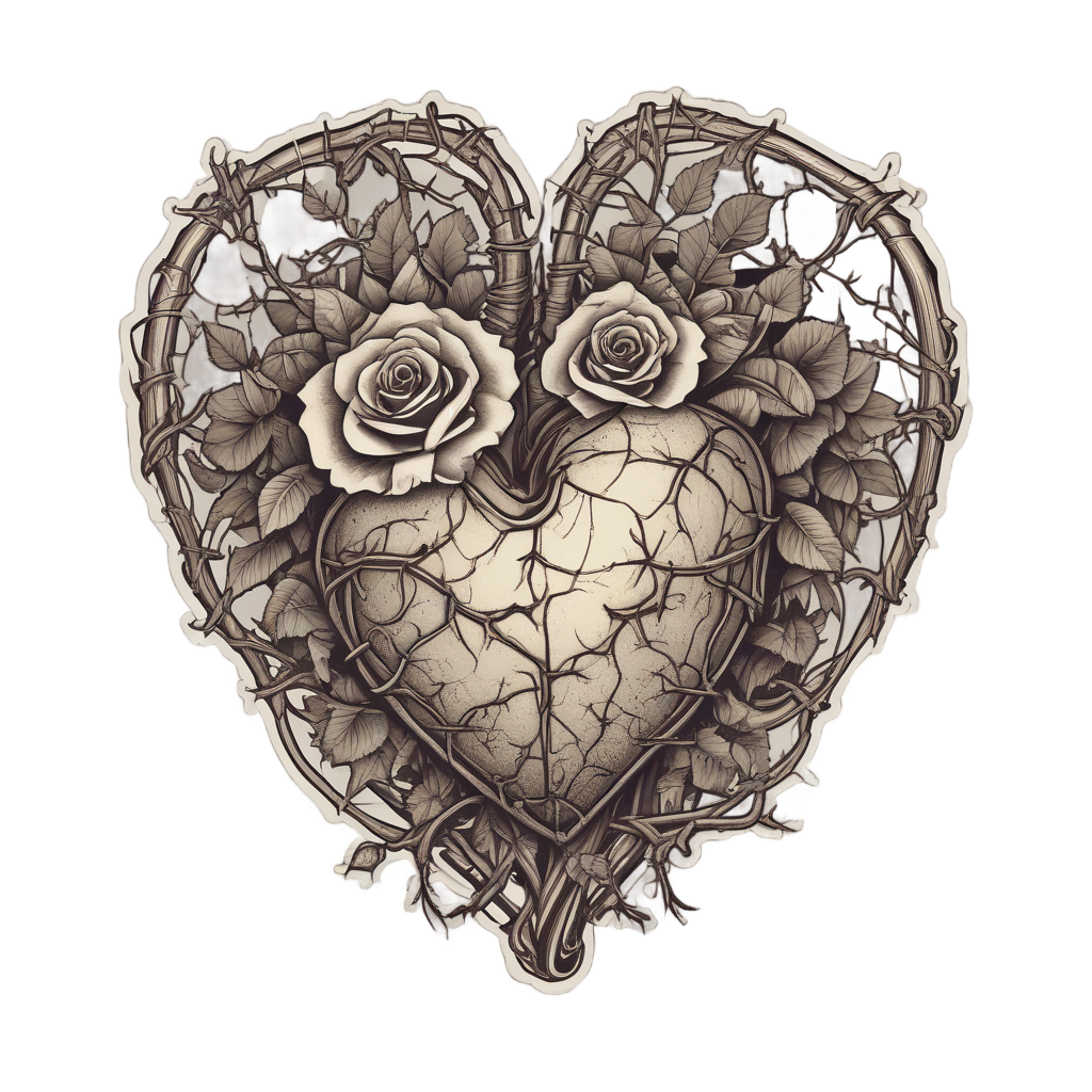 Barbed Heart with Thorns — barbed wire stickers