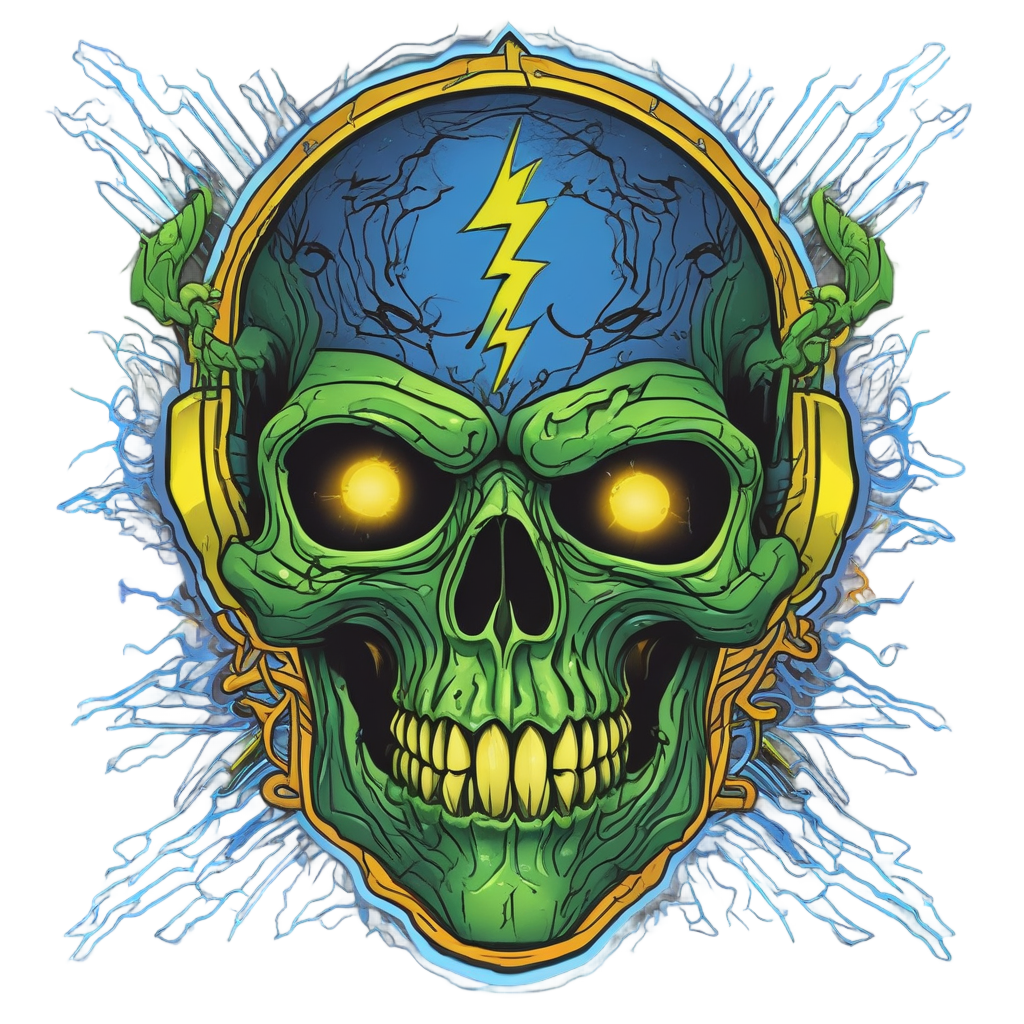 Barbed Lightning Skull Zap — gamer stickers
