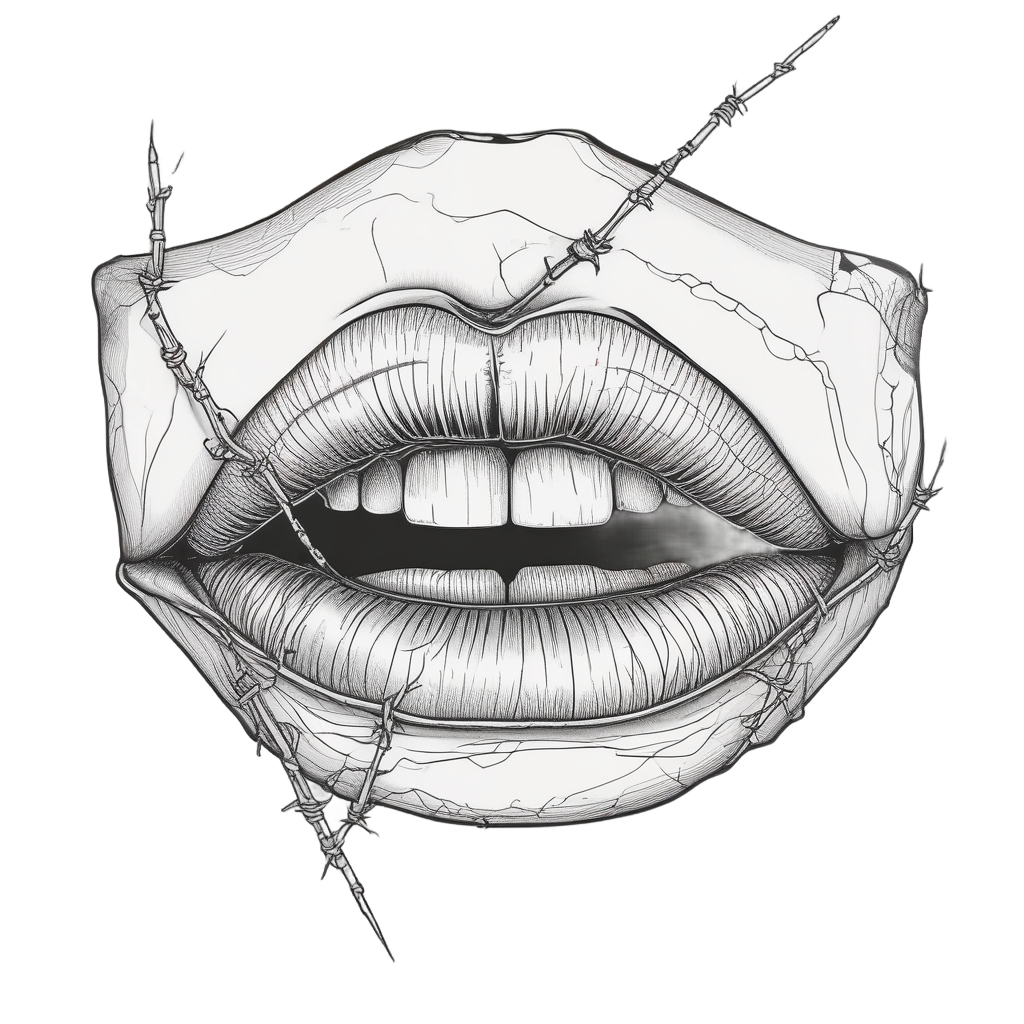 Barbed Lips Sealed Shut — barbed wire stickers