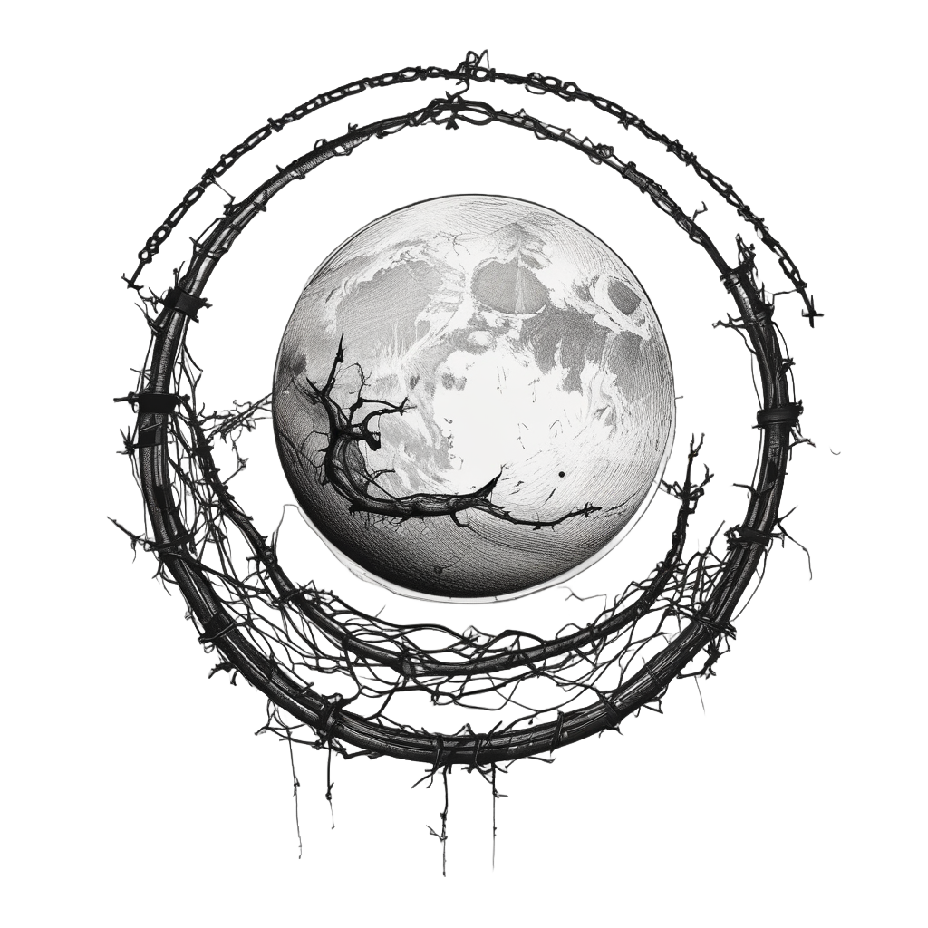 Barbed Moon Crescent Scar — barbed wire stickers