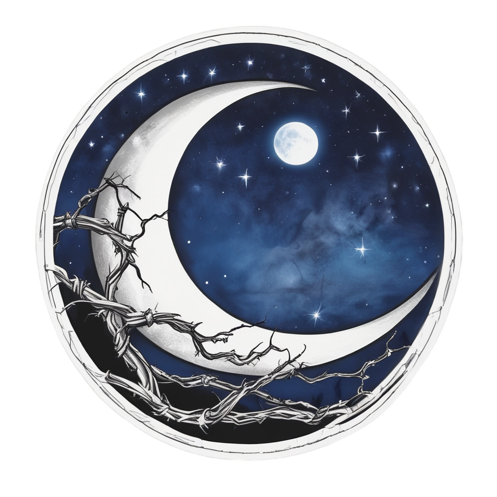 Barbed Moon Phase — barbed wire stickers