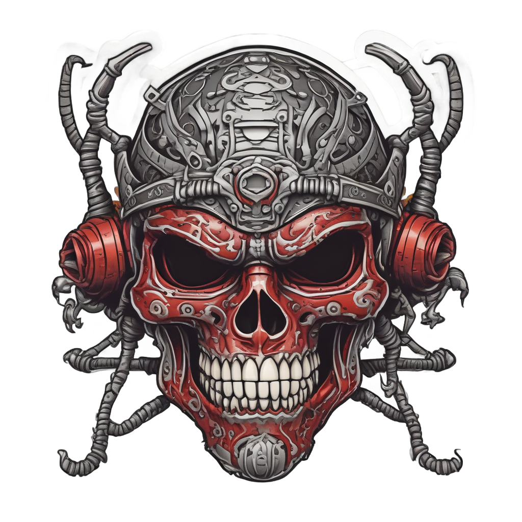 Barbed Samurai Skull — barbed wire stickers