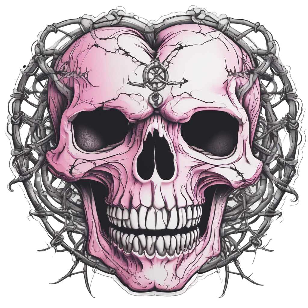 Barbed Skull Heart — barbed wire stickers