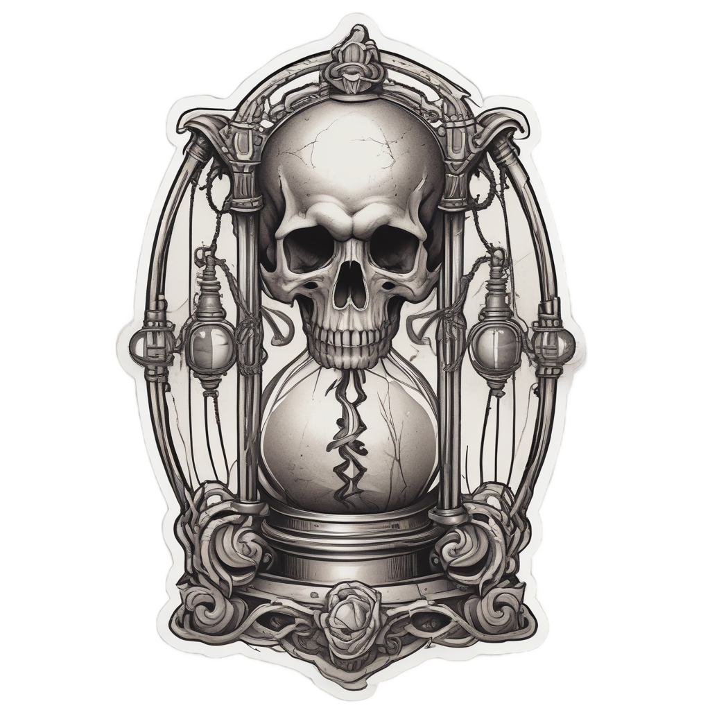 Barbed Skull Hourglass — barbed wire stickers