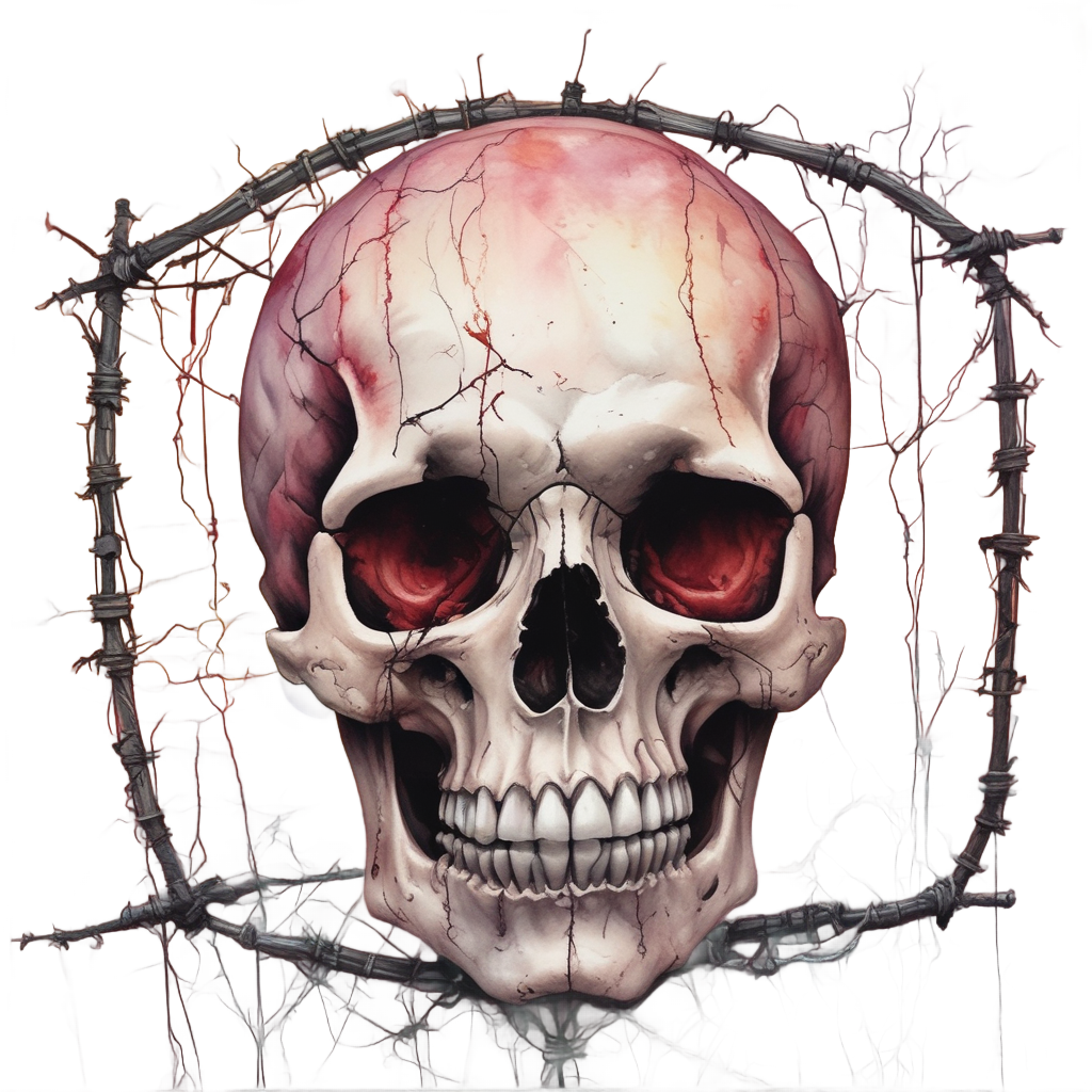 Barbed Skull Sunset Glow — barbed wire stickers