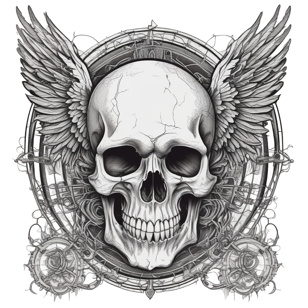 Barbed Skull Wings — barbed wire stickers
