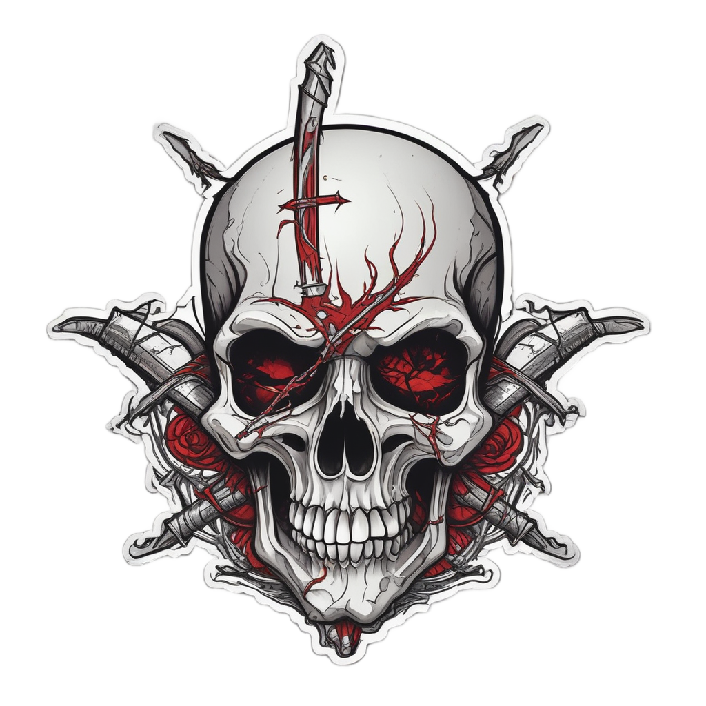 Barbed Skull with Dagger — gothic stickers