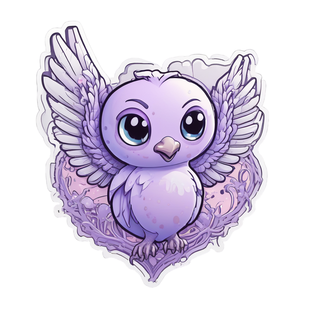 A purple heart with white wings flying upward with barbed wire, on a white background.