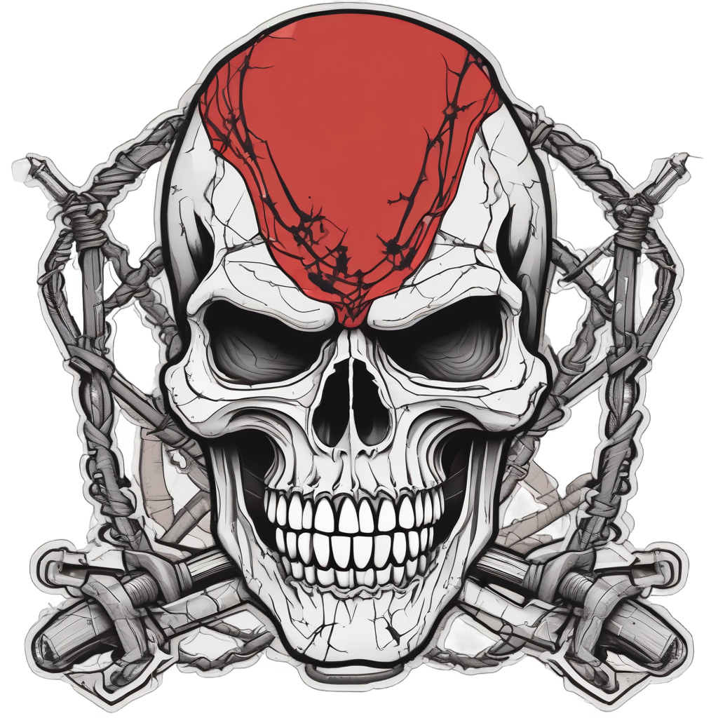 Barbed Wire Entangled — skull & crossbones stickers