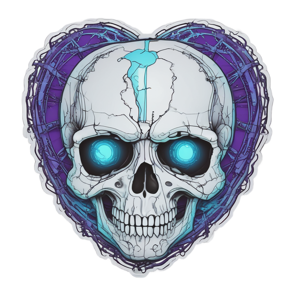 Barbed-Wire Heart Skull — gothic stickers