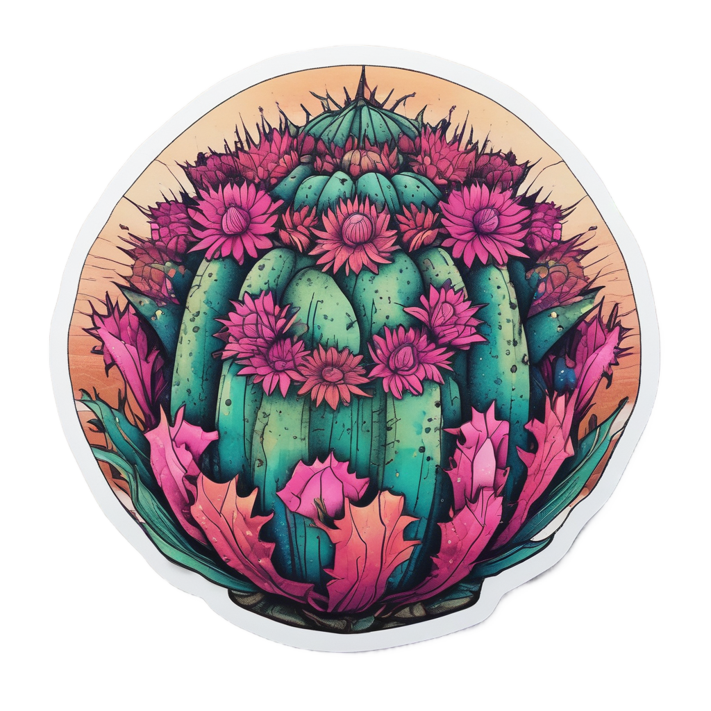 Barrel Cactus Bloom — boho nursery stickers