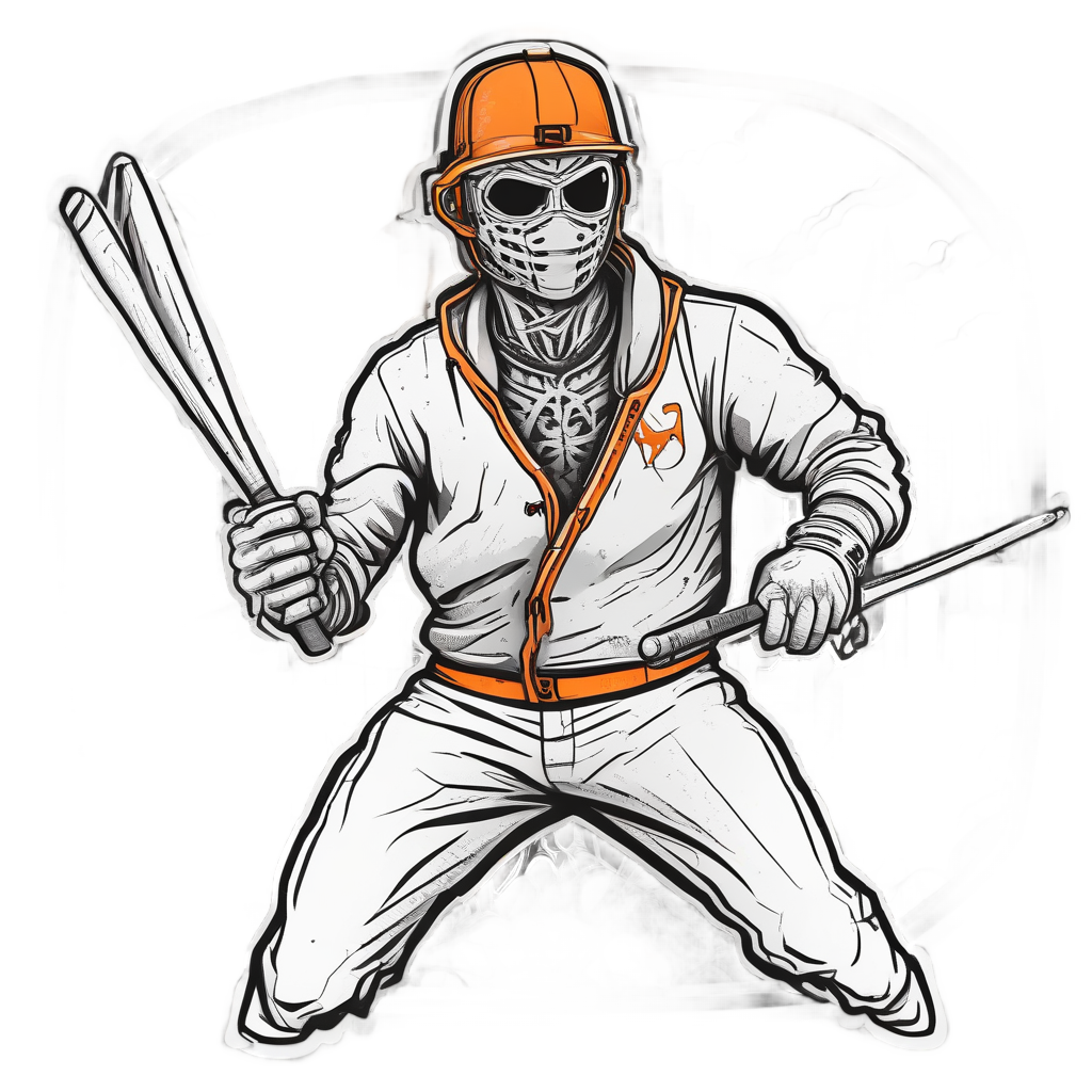 Jock slasher swinging barbed wire baseball bat